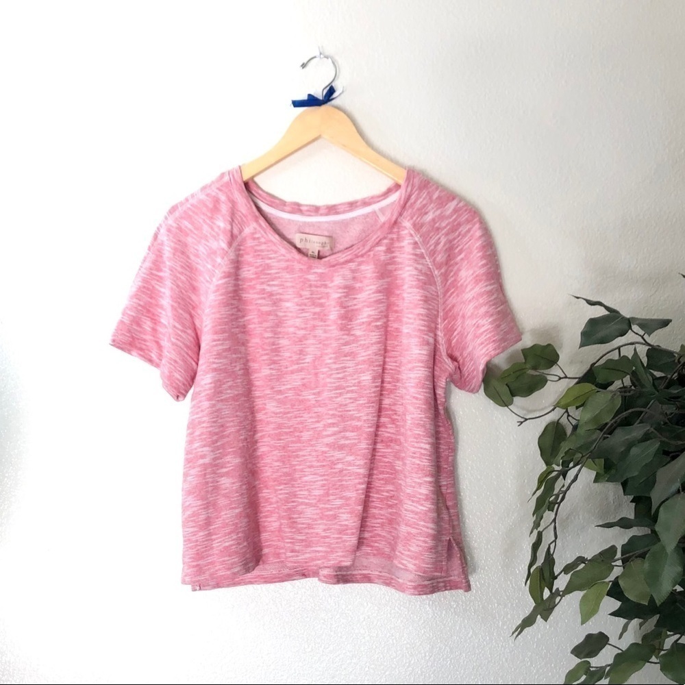 Philosophy Short Sleeve Pink Crop Top Sweatshirt